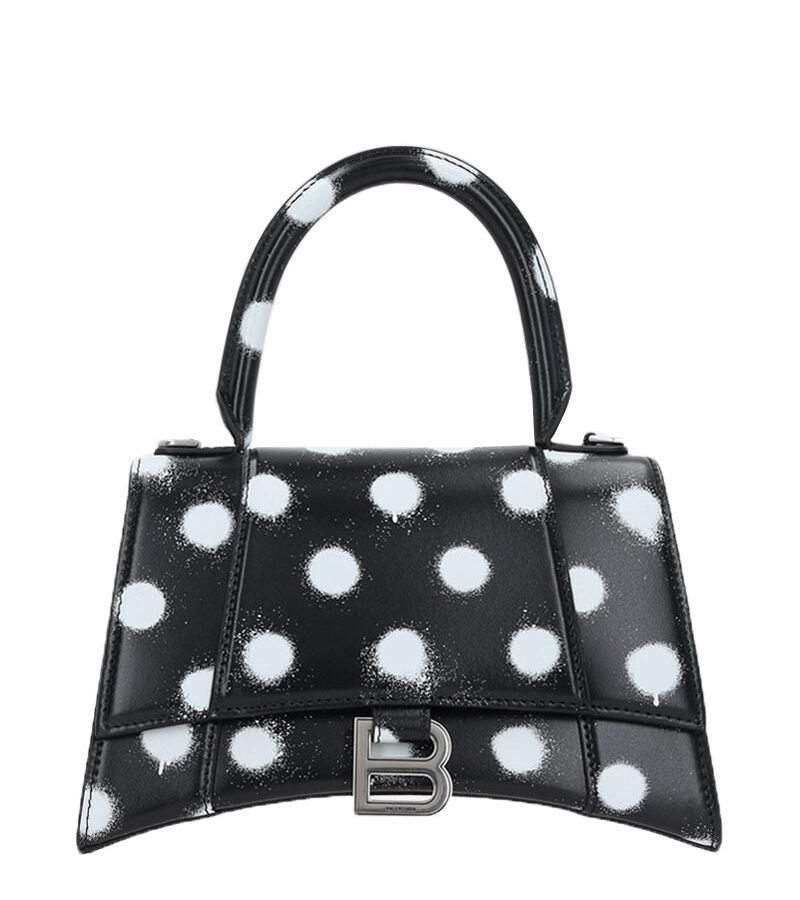 BALENCIAGA Hourglass Small Bag in Sprayed Polka Dots Print | Studio Nafay
