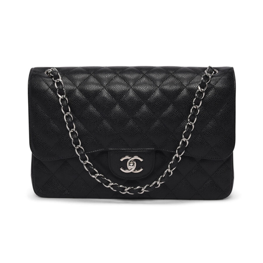 Chanel Black Quilted Caviar Large Classic Flap Bag | Studio Nafay