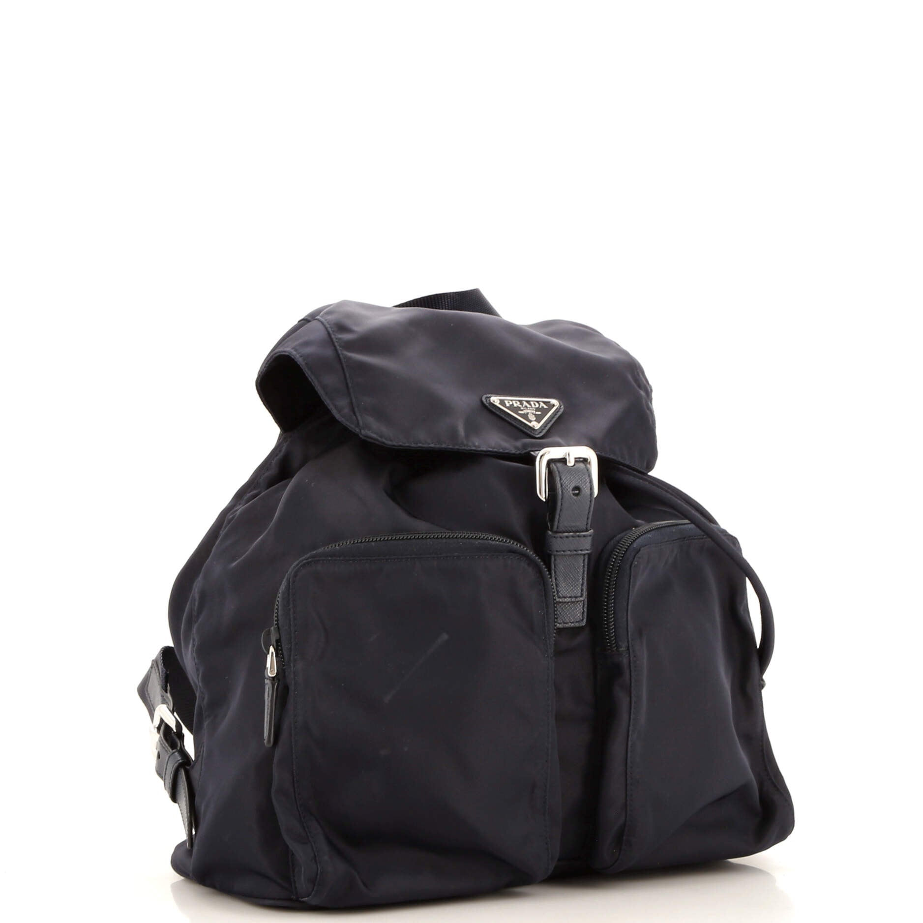 Double Pocket Buckle Backpack Tessuto Medium