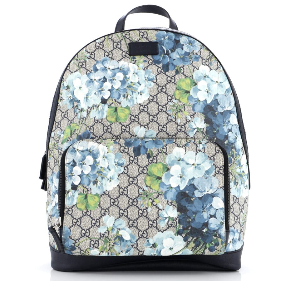 Zip Pocket Backpack Blooms Print GG Coated Canvas Medium | Studio Nafay