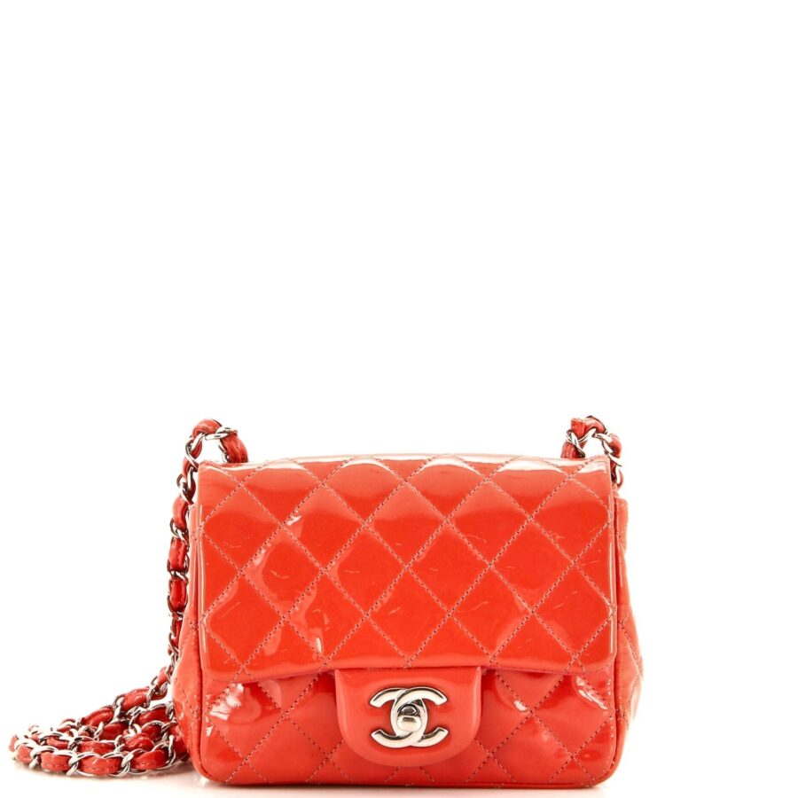 CHANEL Square Classic Single Flap Bag Quilted Patent Mini | Studio Nafay