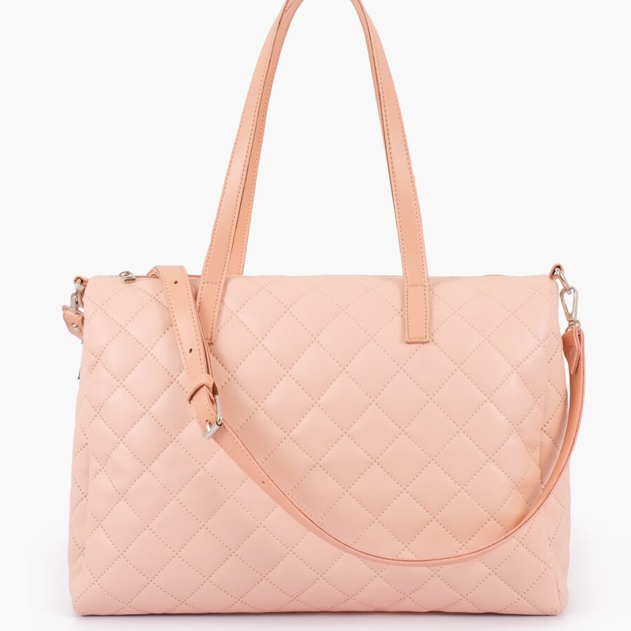 Baby pink quilted carryall Tote Bags | Studio Nafay