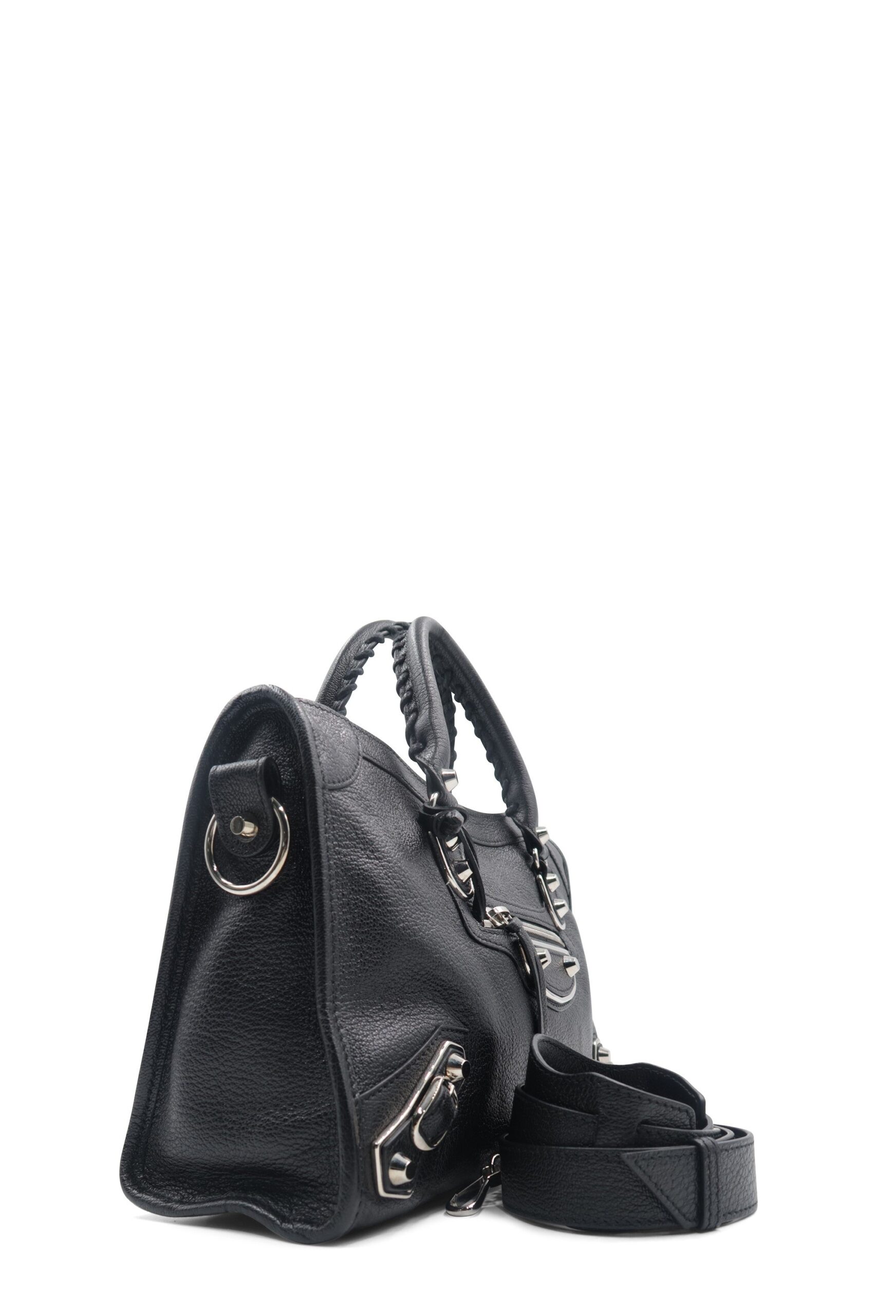 Classic City S Metallic Edge Black with Silver Hardware Black