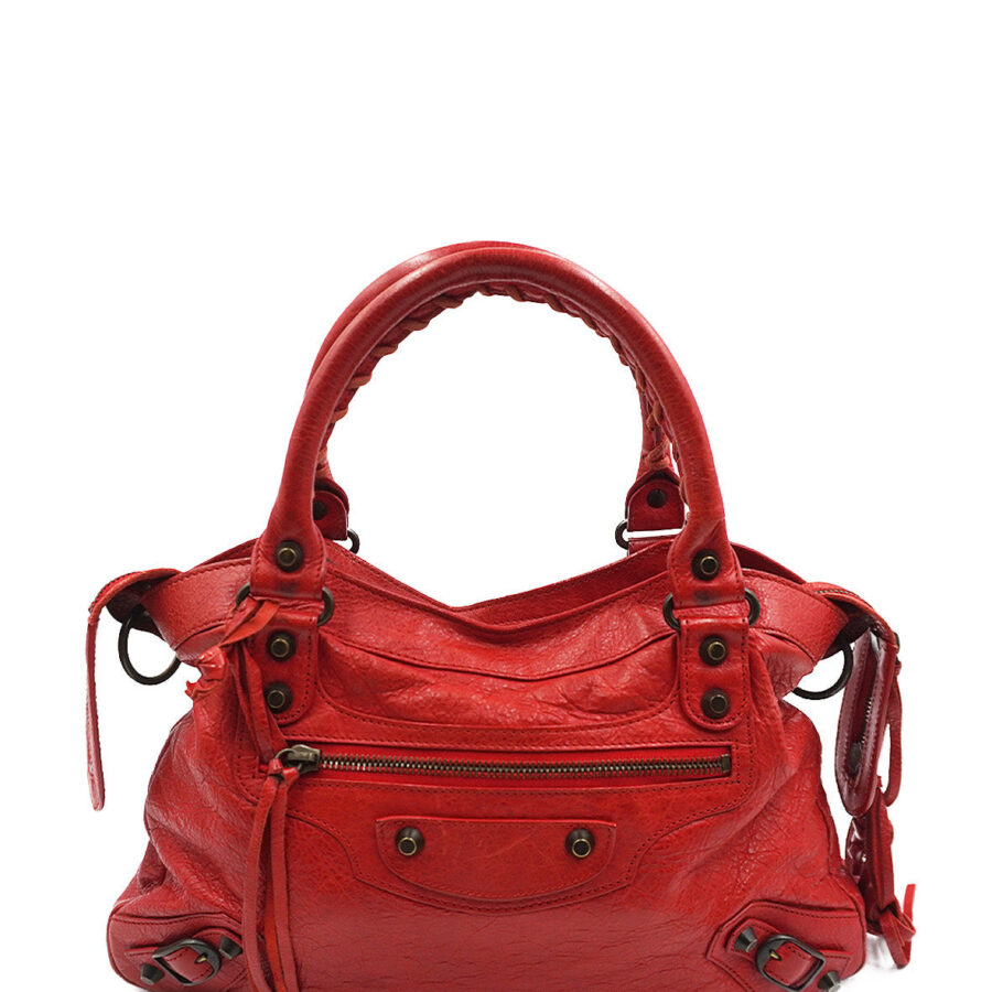Small Classic City Metallic Edge Leather Red | Studio Nafay