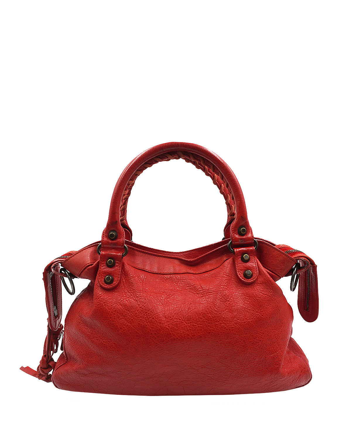 Small Classic City Metallic Edge Leather Red
