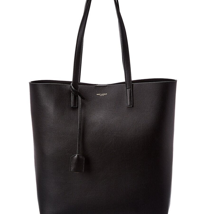 Saint Laurent North/South Medium Leather Shopper Tote | Studio Nafay