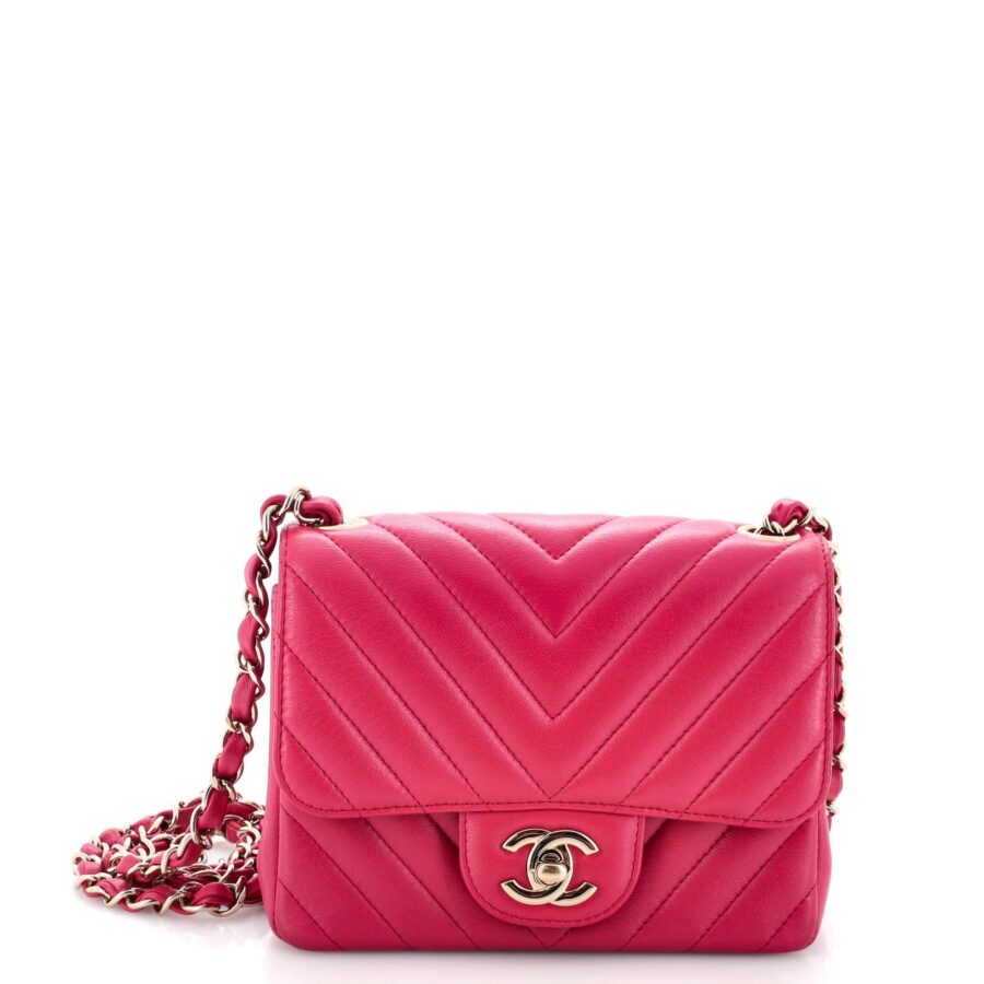 CHANEL Square Classic Single Flap Bag Chevron Lambskin Mini | Studio Nafay