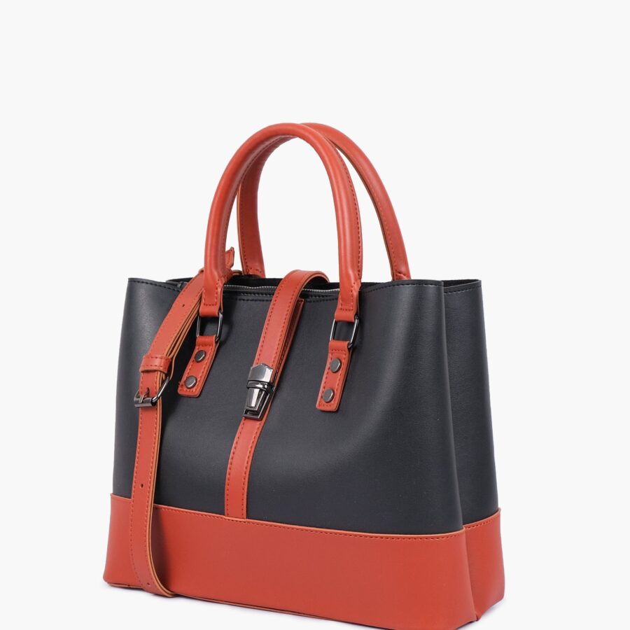 Black and rust multi-compartment shoulder bag | Studio Nafay