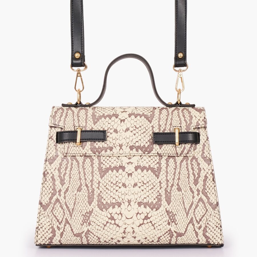 Black and white crocodile cross-body bag with top-handle | Studio Nafay
