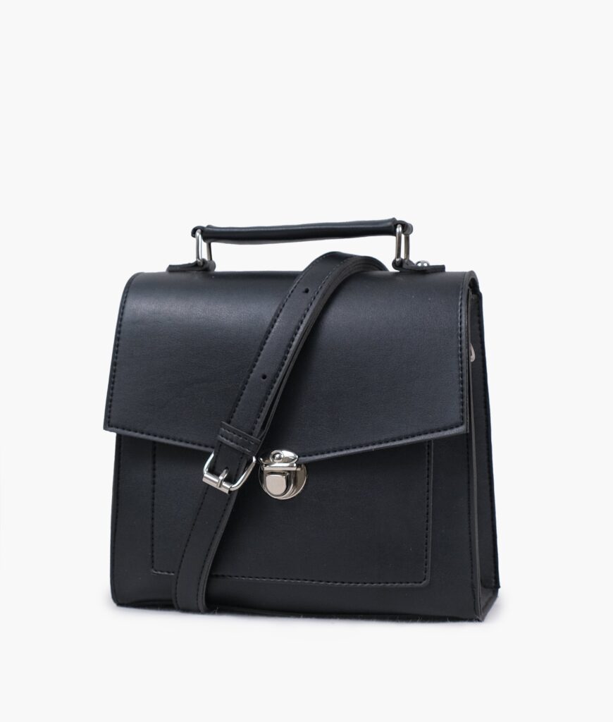 Black push-lock messenger bag | Studio Nafay