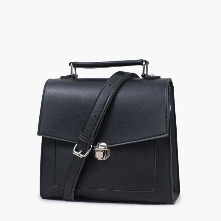 Black push-lock messenger bag | Studio Nafay