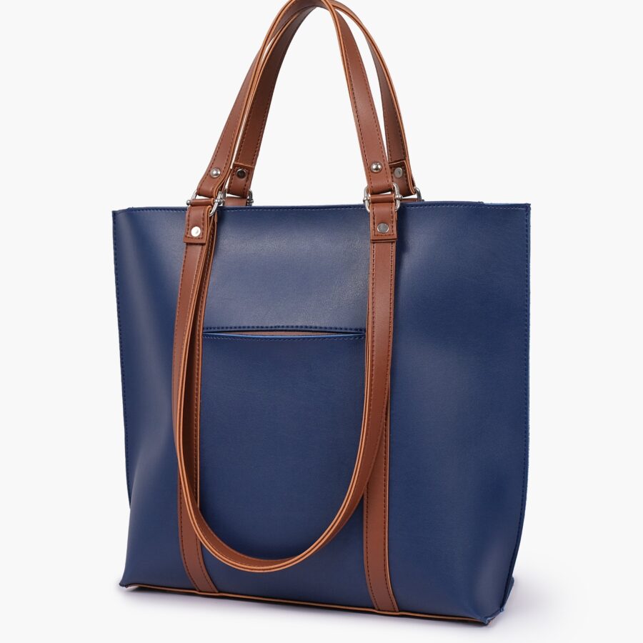 Blue and brown double-handle Tote Bags | Studio Nafay