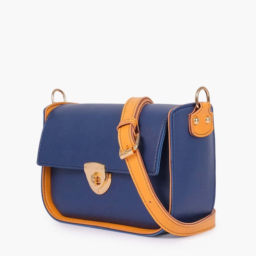 Blue saddle bag with twist lock | Studio Nafay