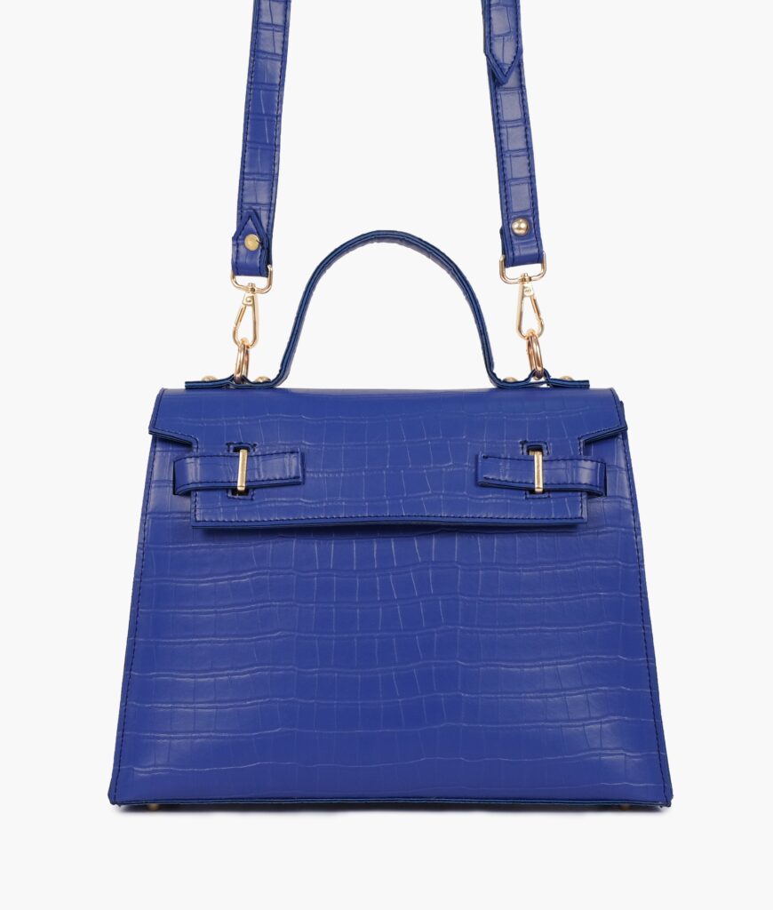 Blue top-handle crocodile mini bag | Studio Nafay