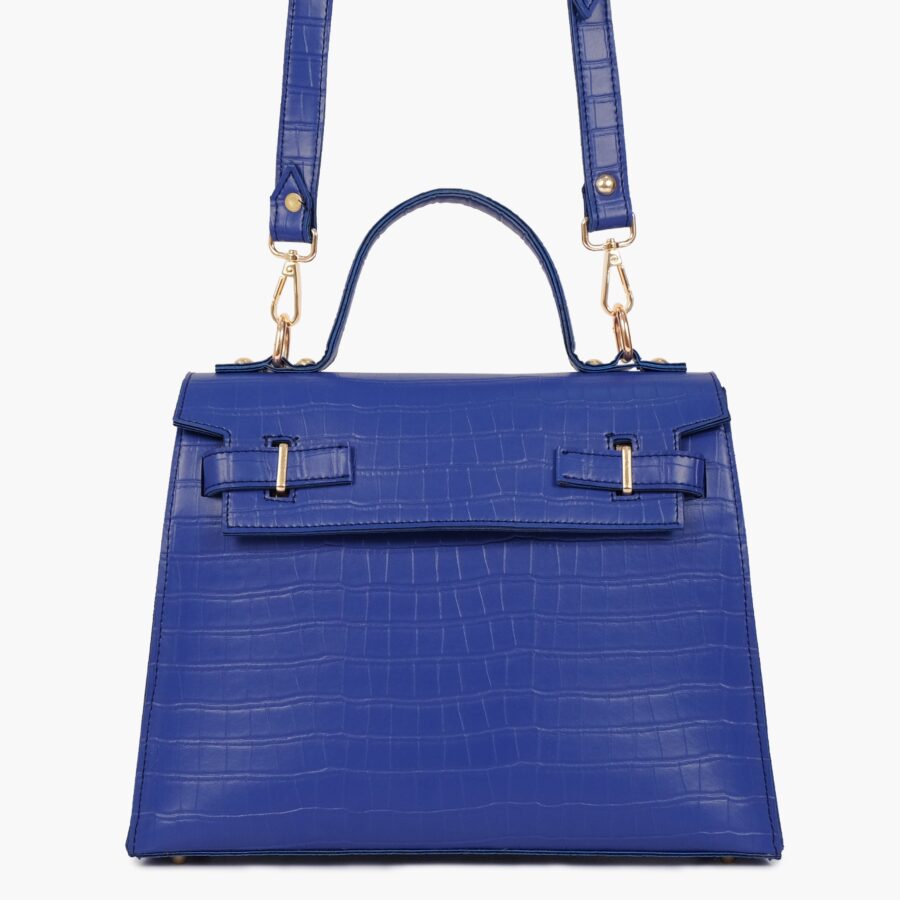 Blue top-handle crocodile mini bag | Studio Nafay