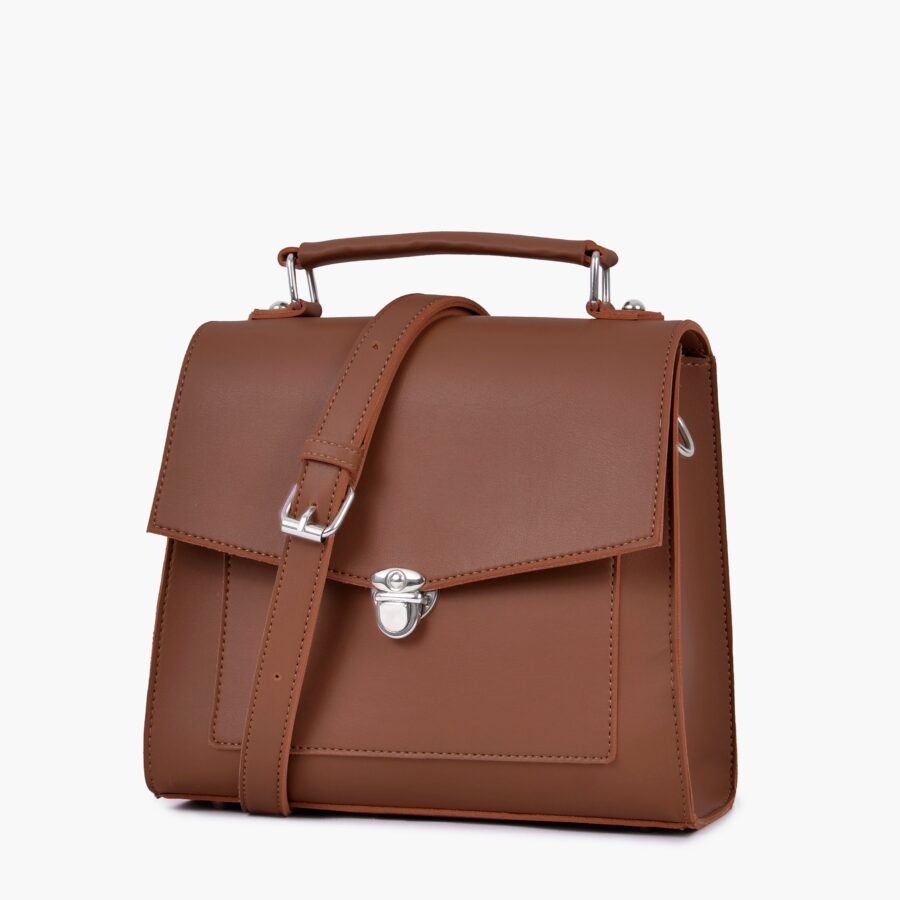 Brown push-lock messenger bag | Studio Nafay
