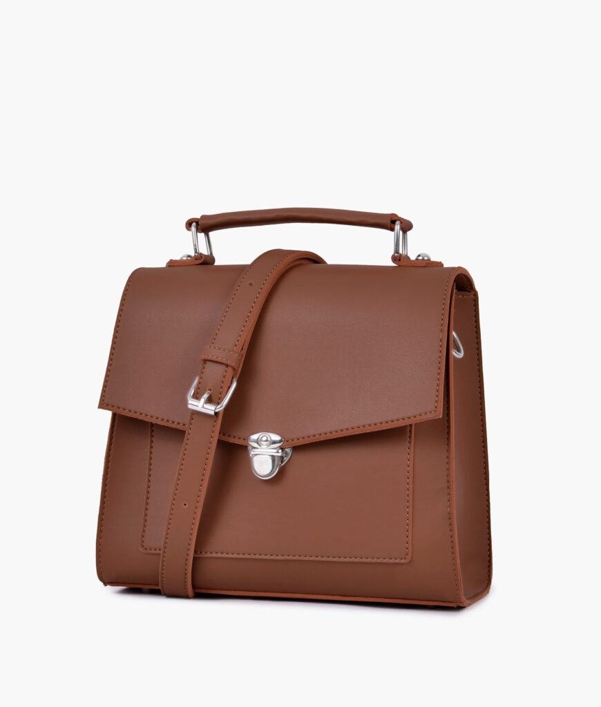 Brown push-lock messenger bag | Studio Nafay