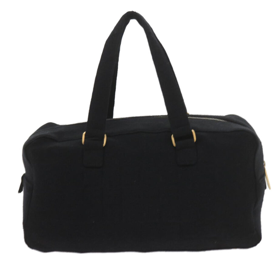 CHANEL Choco Bar Line Hand Bag Cotton Black CC Auth bs10170 | Studio Nafay