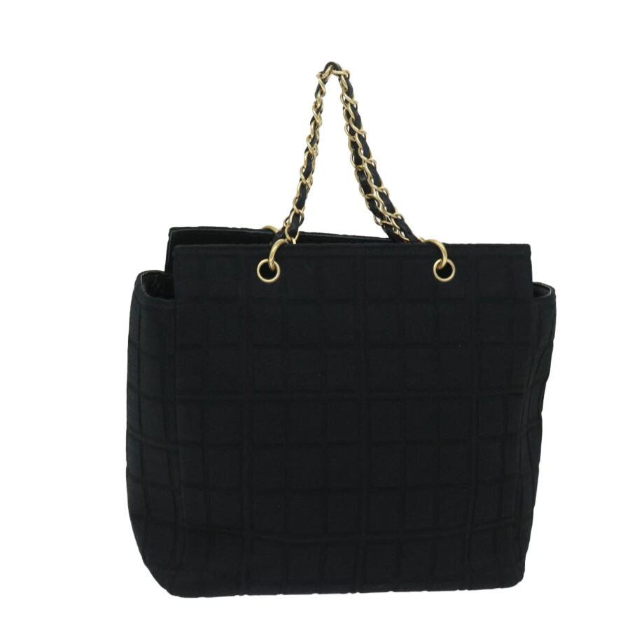CHANEL Choco Bar Chain Hand Bag Cotton Black CC Auth bs12465 | Studio Nafay