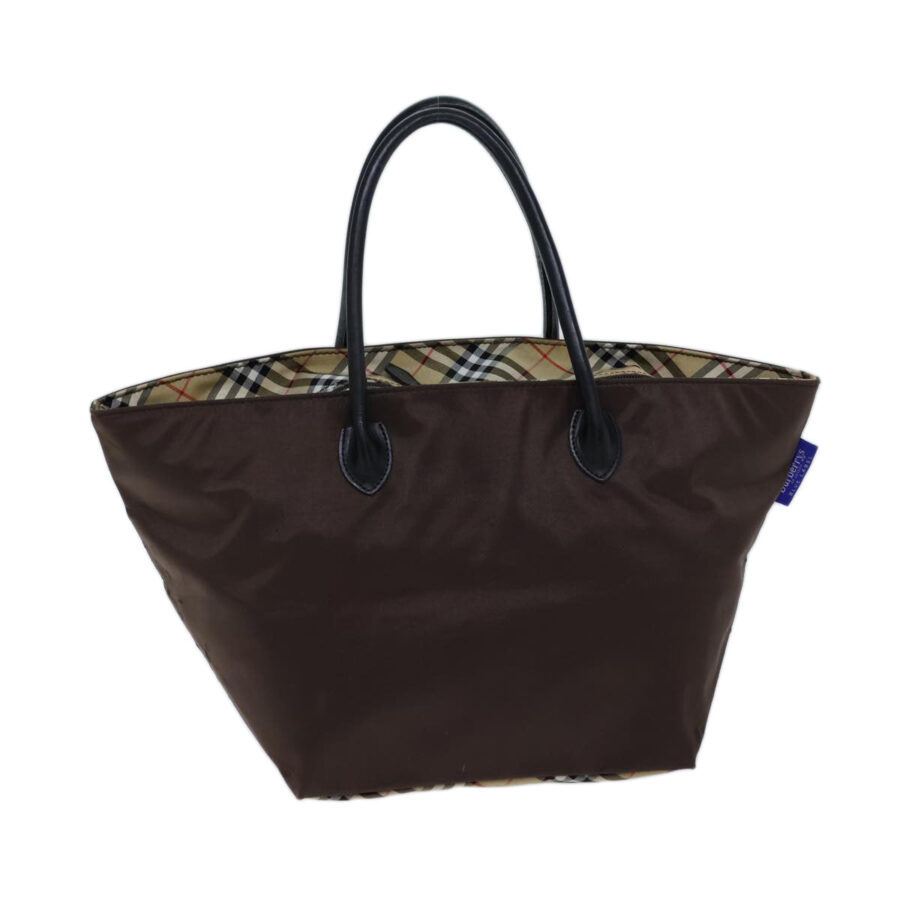 BURBERRYSs Nova Check Blue Label Hand Bag Nylon Brown Black Auth bs13693 | Studio Nafay