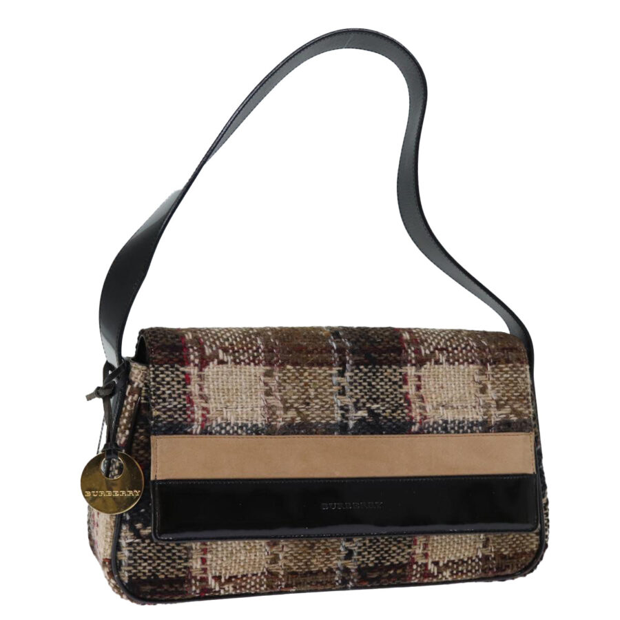 Burberry Nova Check Shoulder Bag Wool Beige Auth bs13694 | Studio Nafay