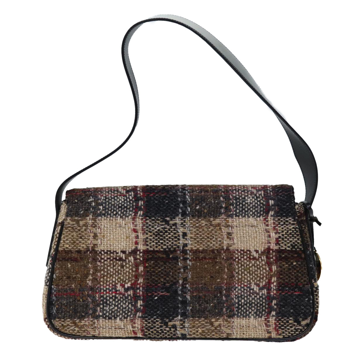 Burberry Nova Check Shoulder Bag Wool Beige Auth bs13694