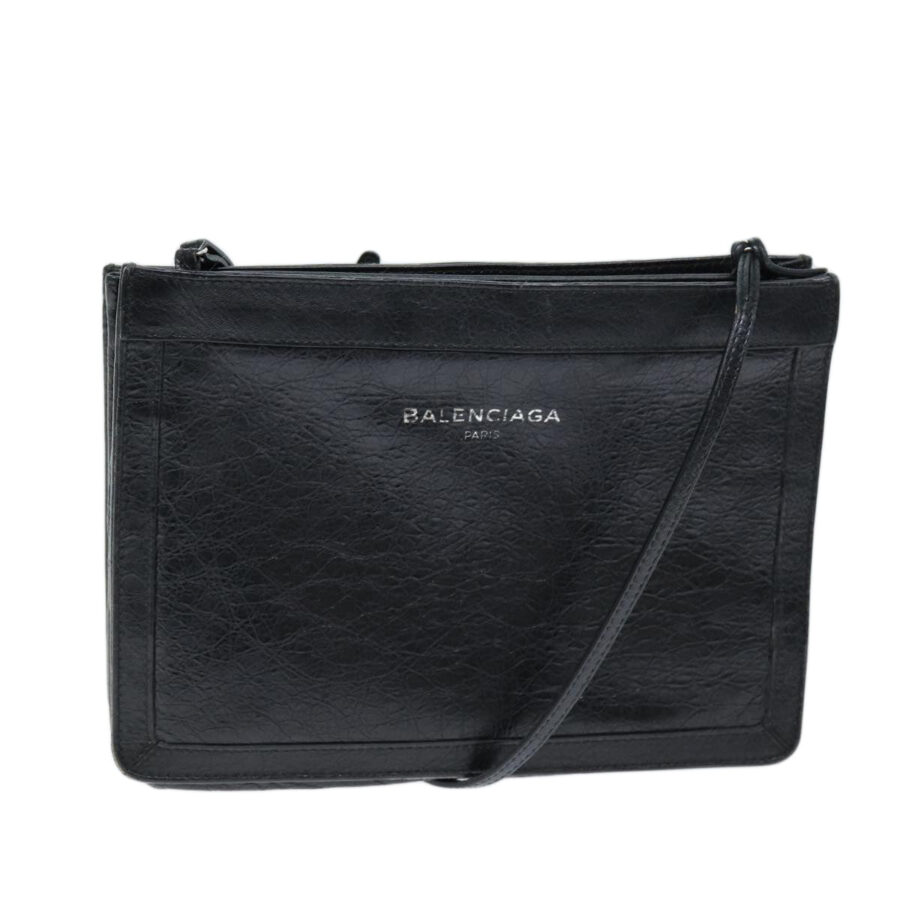 BALENCIAGA Navy Pochette Shoulder Bag Leather Black 339937 Auth bs14200 | Studio Nafay
