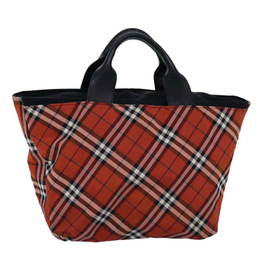 Burberry Nova Check Hand Bag Nylon Red Auth bs14690 | Studio Nafay