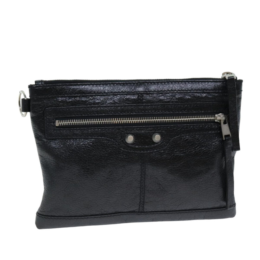 BALENCIAGA Clutch Bag Leather Black 273021 Auth bs15132 | Studio Nafay