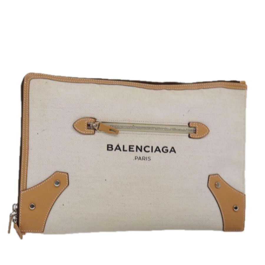 BALENCIAGA Clutch Bag Canvas Beige 419994 Auth bs15134 | Studio Nafay