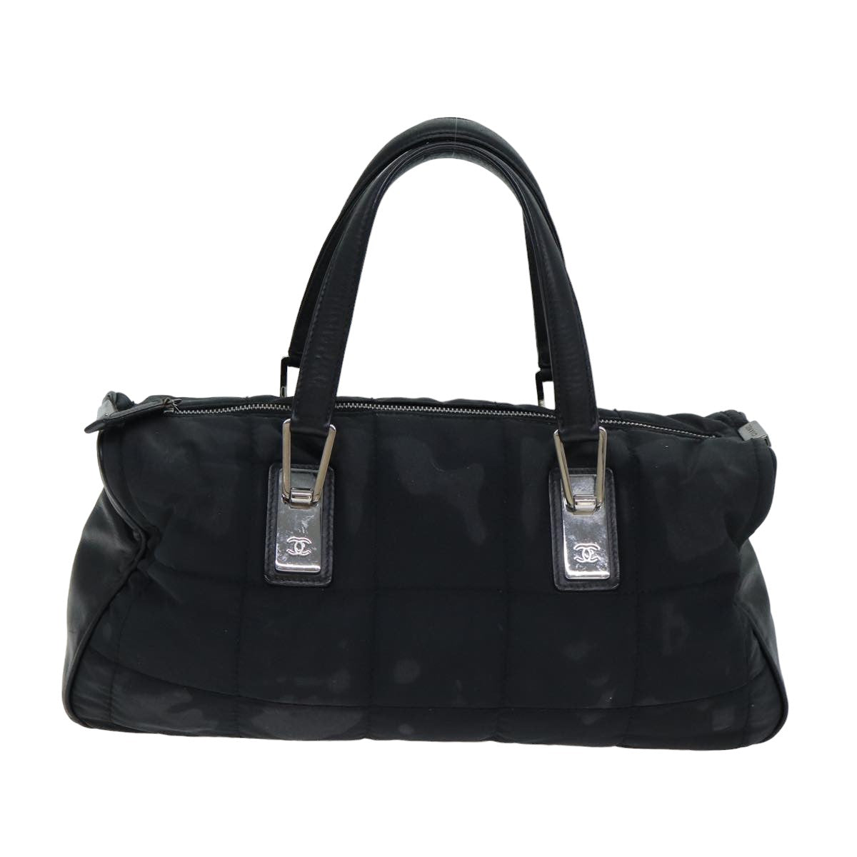 Chanel Choco Bar Hand Bag Nylon Black CC Auth bs
