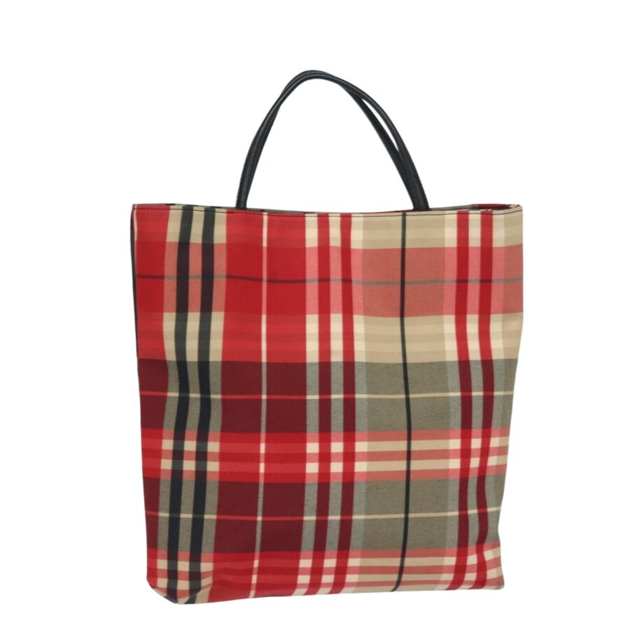 Burberry Nova Check Hand Bag Canvas Red Auth bs15741 | Studio Nafay