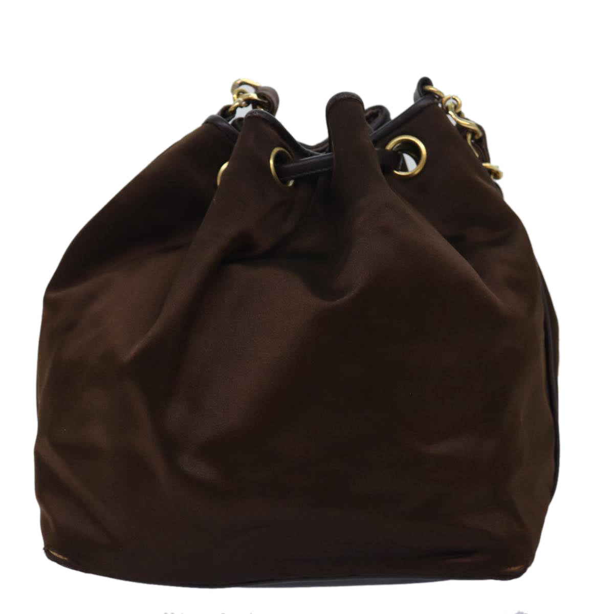 Chanel COCO Mark Chain Shoulder Bag Satin Brown CC Auth bs