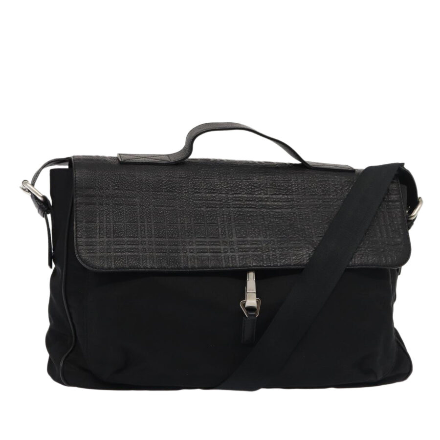 Burberry Nova Check Hand Bag Leather nylon 2way Black Auth bs16211 | Studio Nafay
