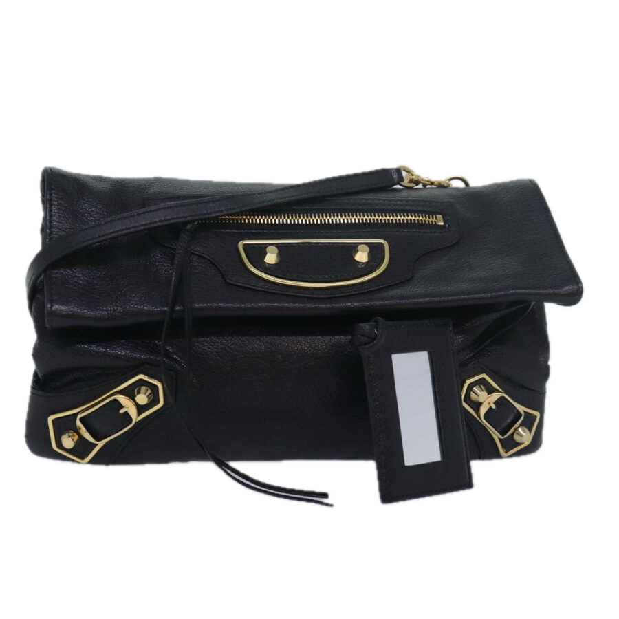 BALENCIAGA Classic Metallic Envelope Bag Leather Black 438791 Auth bs16228 | Studio Nafay