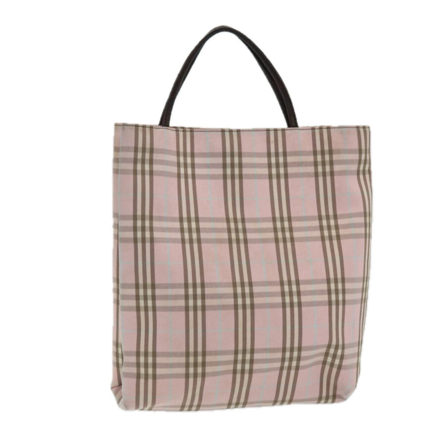 Burberry Nova Check Hand Bag Nylon Pink Silver Auth bs16586 | Studio Nafay