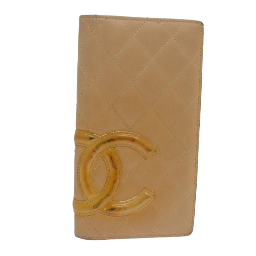 Chanel Cambon Line Matelasse Long Wallet Leather Beige CC Auth bs | Studio Nafay