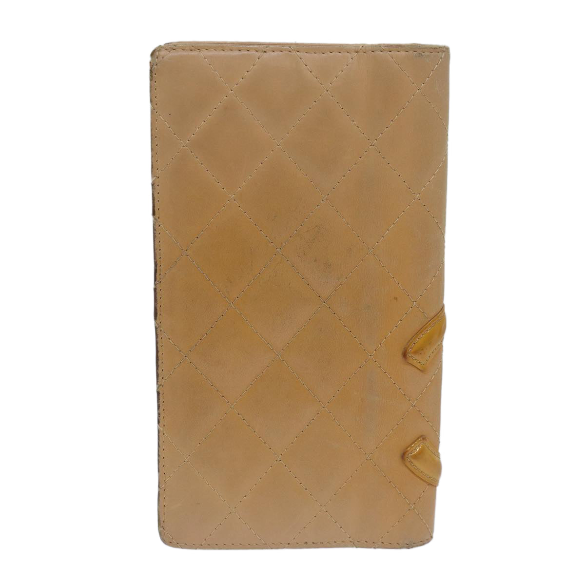 Chanel Cambon Line Matelasse Long Wallet Leather Beige CC Auth bs