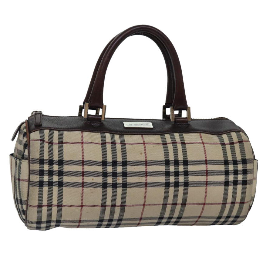 Burberry Nova Check Hand Bag Canvas Beige Silver Auth bs17030 | Studio Nafay