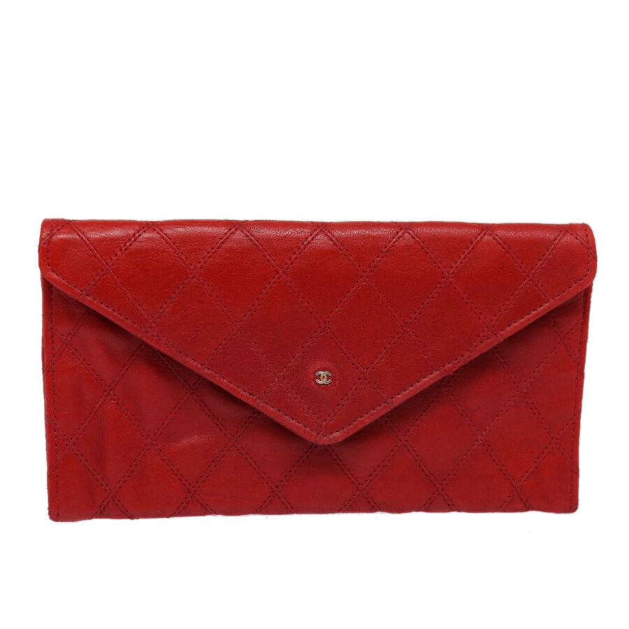 Chanel Bicolore Wallet Leather Red Gold CC Auth bs | Studio Nafay