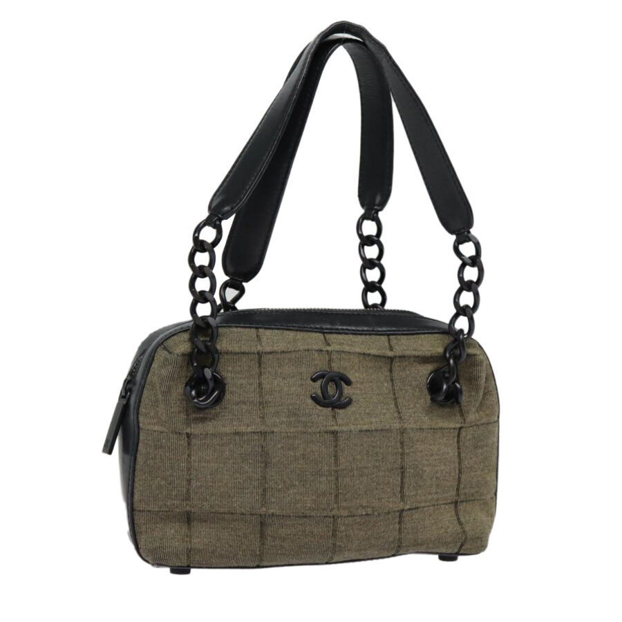 Chanel Choco Bar Chain Hand Bag Cotton Gray CC Auth bs | Studio Nafay