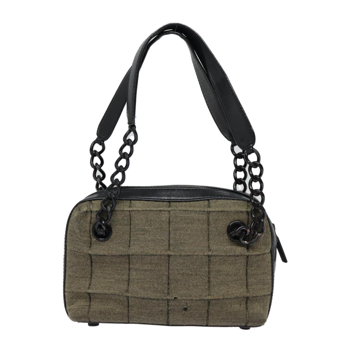 Chanel Choco Bar Chain Hand Bag Cotton Gray CC Auth bs
