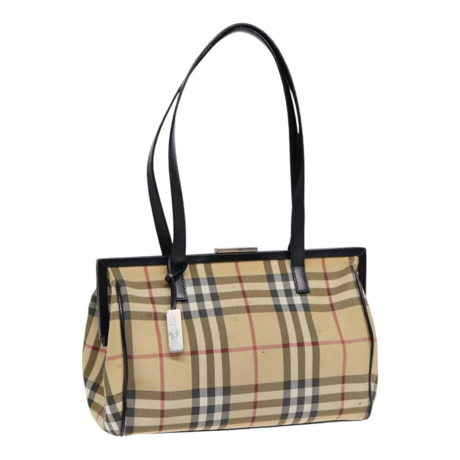 Burberry Nova Check Shoulder Bag PVC Beige Silver Auth bs17694 | Studio Nafay