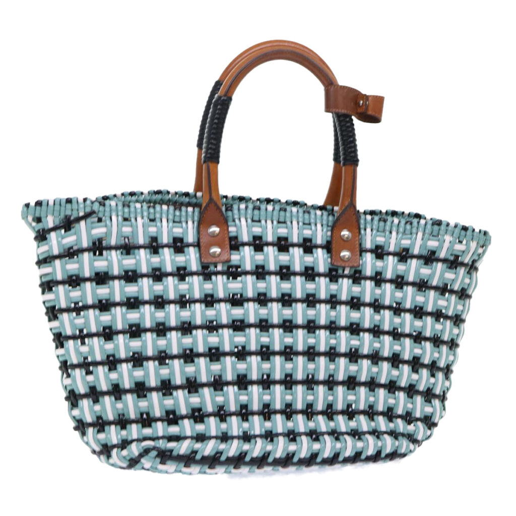 BALENCIAGA Tote Bag Leather Light Blue Black White Auth bs7863 | Studio Nafay