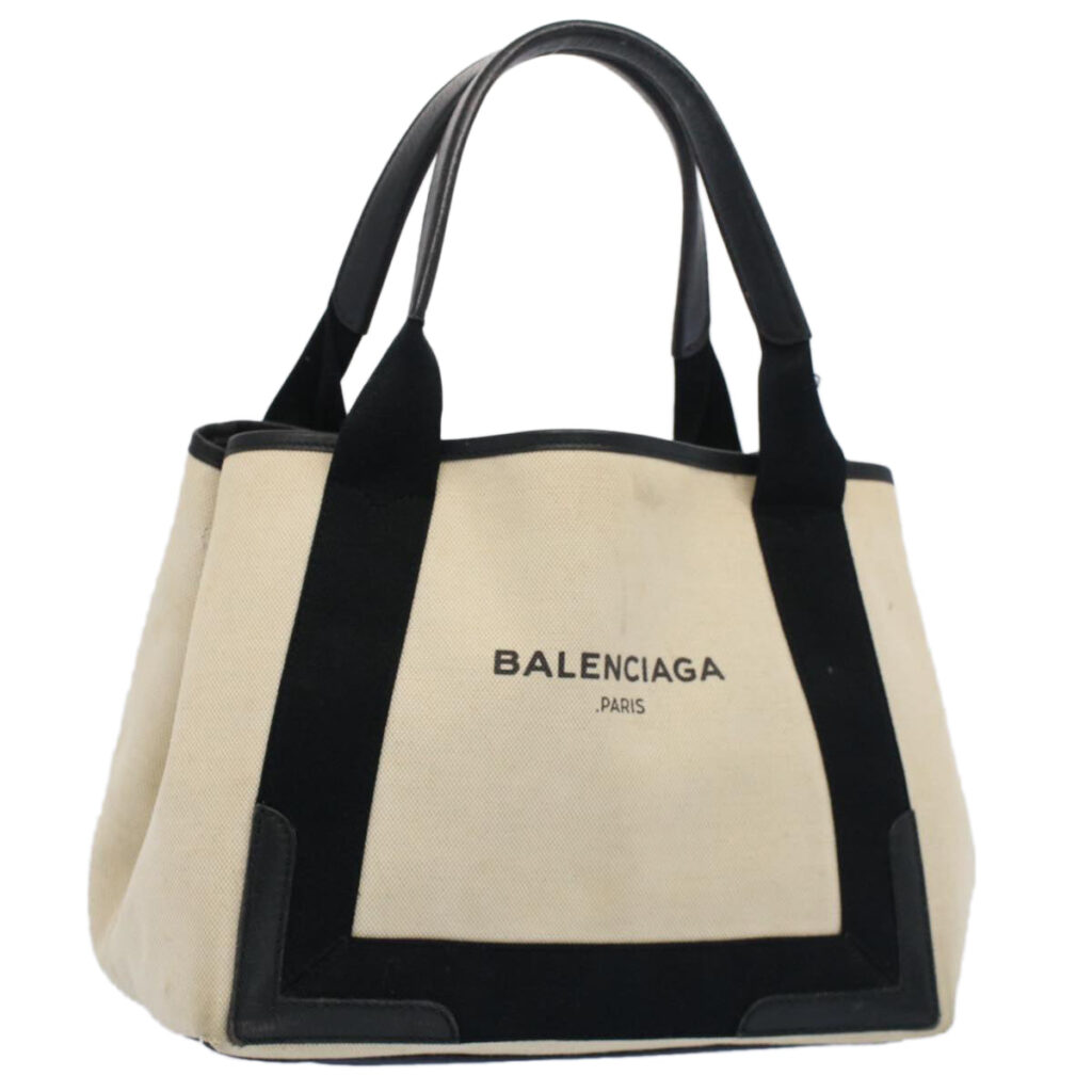 BALENCIAGA Tote Bag Canvas Leather Beige Black Auth bs8120 | Studio Nafay