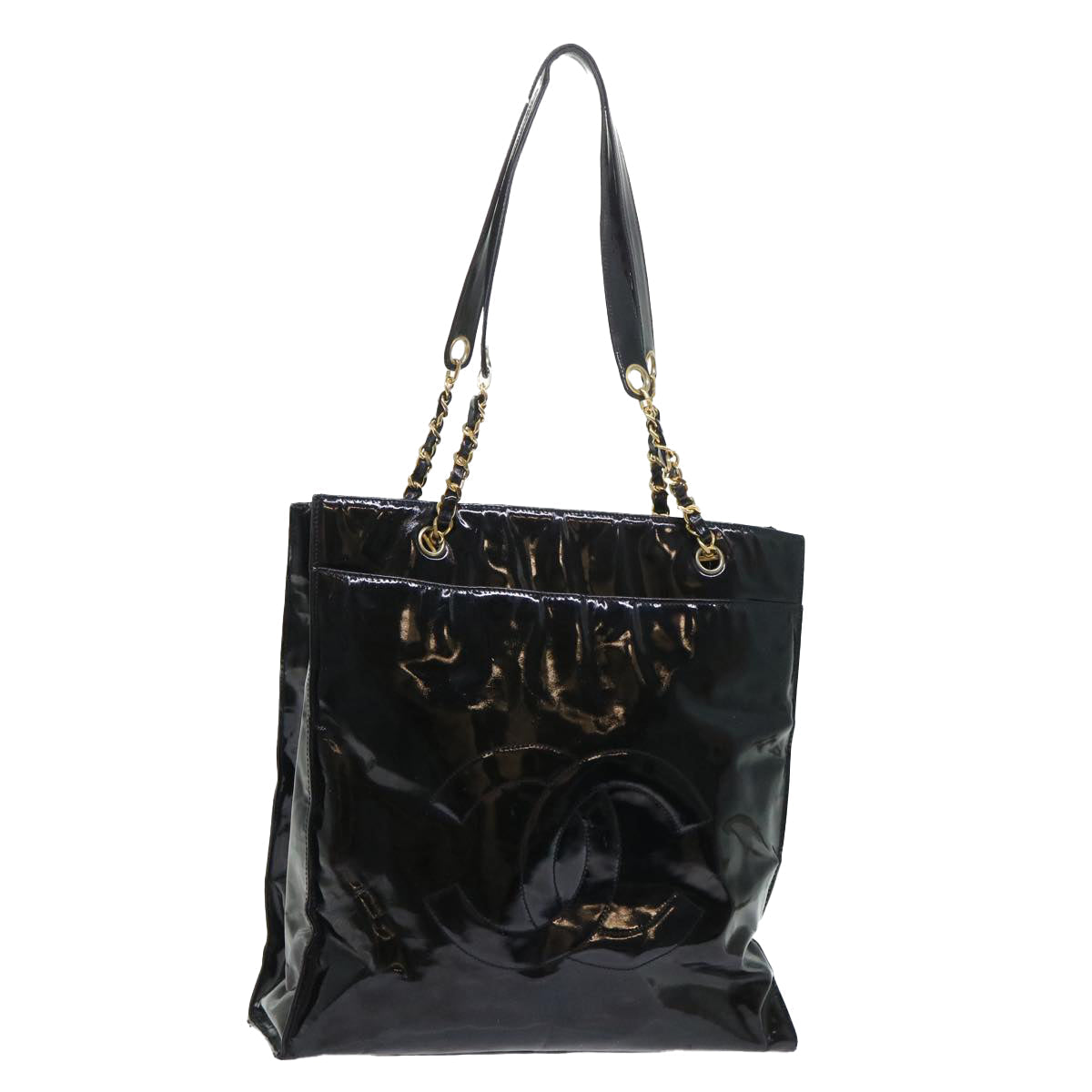 CHANEL Chain Shoulder Bag Patent leather Black CC Auth bs8351 - Product Image 2