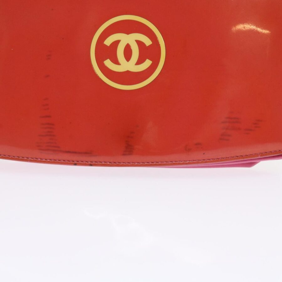 CHANEL Chain Shoulder Bag Patent leather Orange CC Auth bs8828 | Studio Nafay