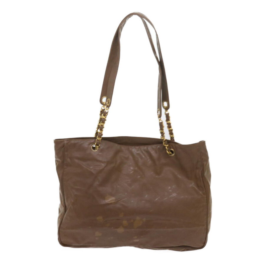 CHANEL Chain Shoulder Bag Patent leather Brown CC Auth bs9580 | Studio Nafay