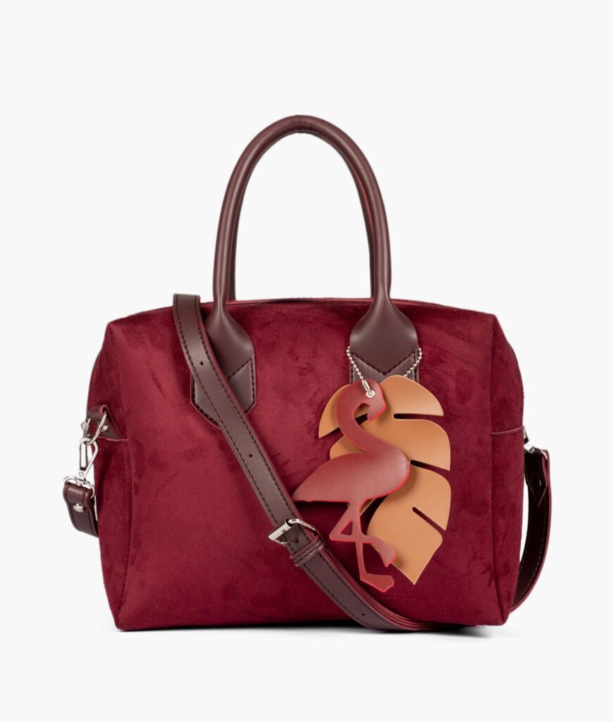 Burgundy suede mini bowling bag | Studio Nafay