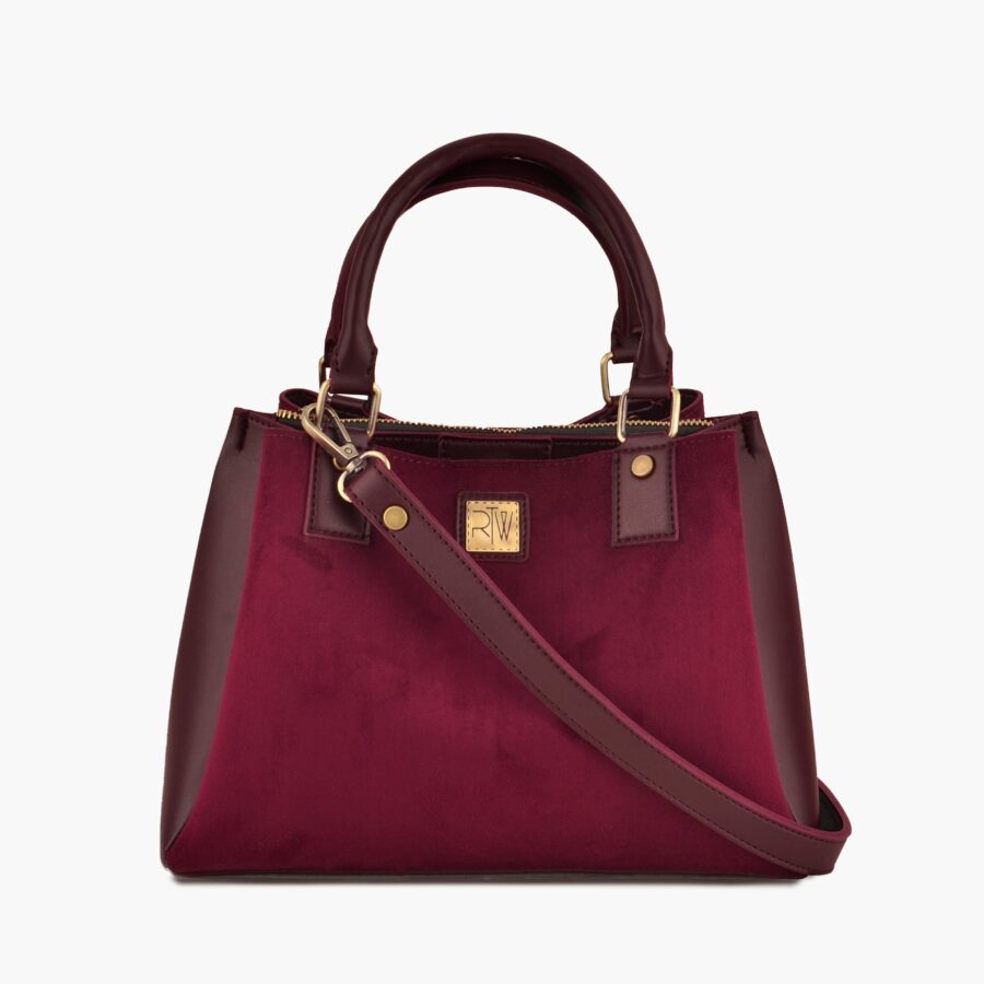 Burgundy suede mini bag | Studio Nafay